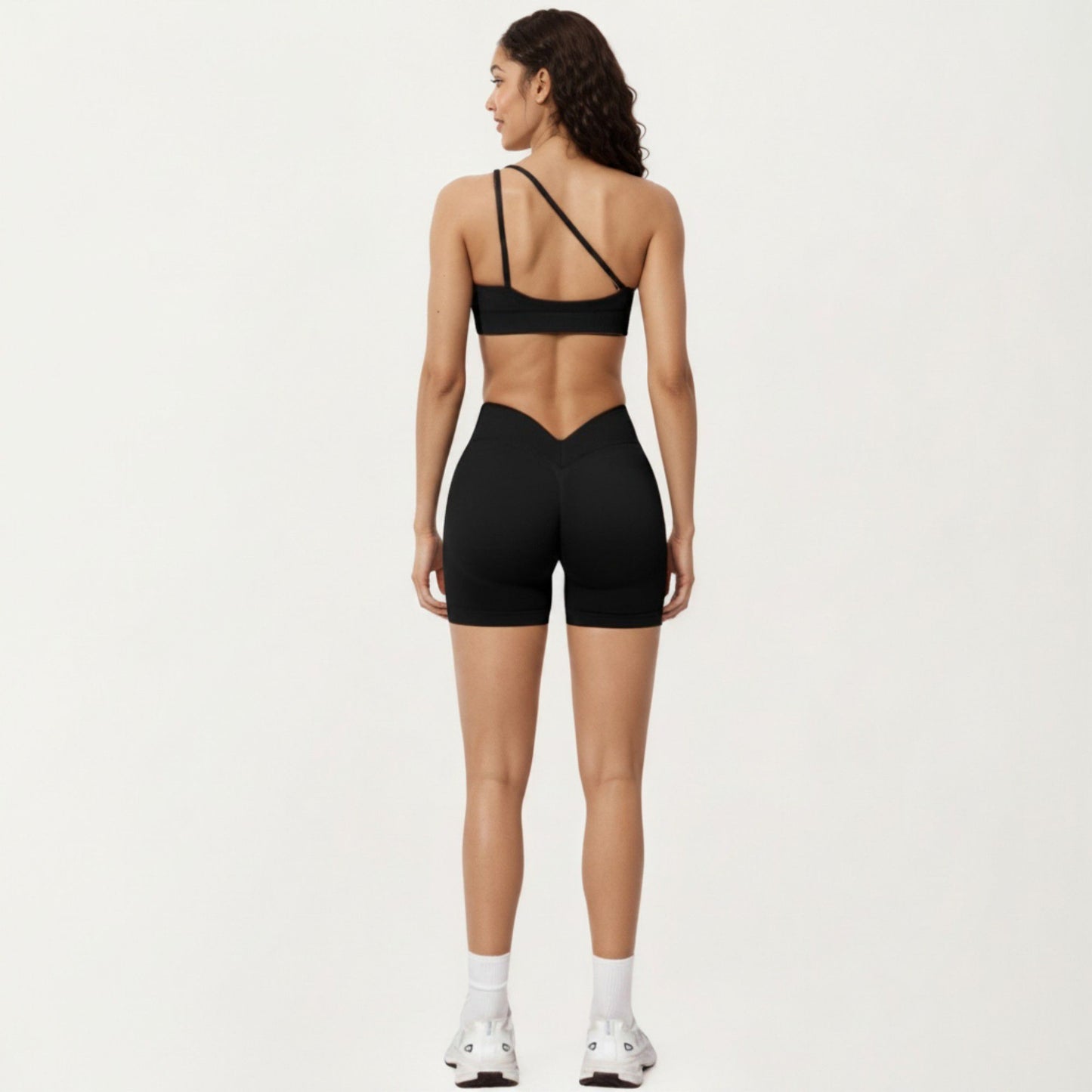 One Shoulder Sports Bra with Asymmetric Strap and Smooth Stretch Fit