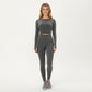 Seamless Long Sleeve Cropped Top with Thumbhole Cuffs and Fitted Waistband