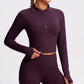 Cropped Full Zip Workout Jacket with Thumbholes