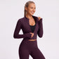 Cropped Full Zip Workout Jacket with Thumbholes