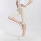 High Waist Capri Leggings with Side Slit Hem Smooth Stretch Pull On Workout Yoga Pants