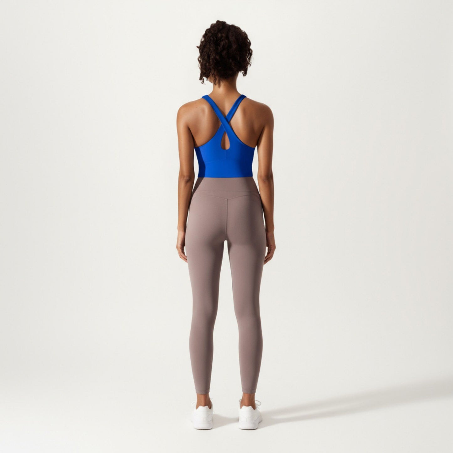 Cross Back Sports Tank Top with Scoop Neckline and Wide Supportive Band