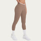 High Waist Crossover Leggings with Contoured Fit and V-Shaped Waistband