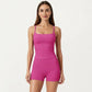 Spaghetti Strap Active Cami Top with Square Neck and Smooth Stretch Fit