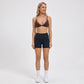 Padded Double Strap V Neck Sports Bra Tank Top Contrast Trim Workout Yoga Crop Top