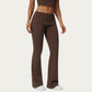 Foldover Waist Flare Leggings with Smooth Stretch Knit Fabric