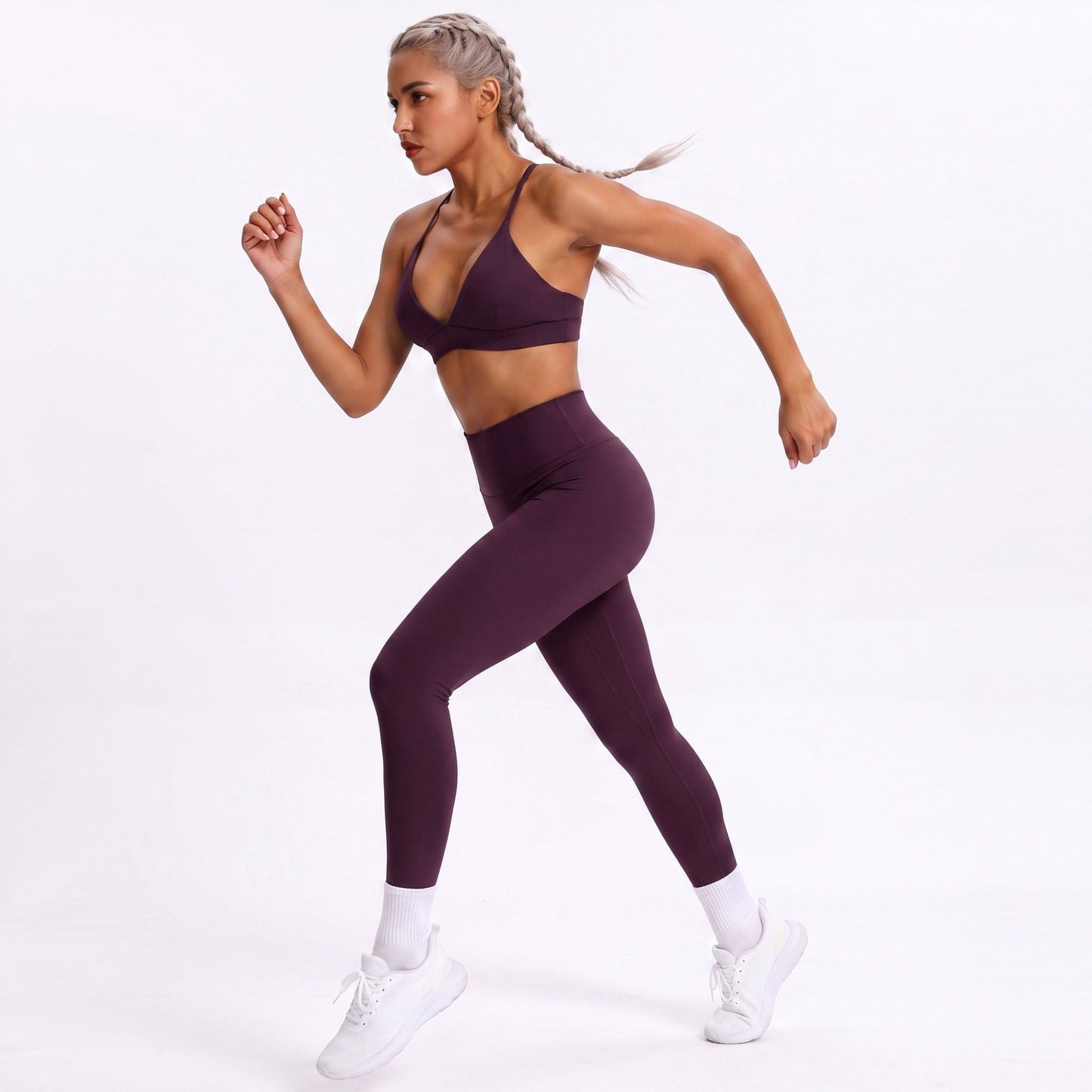 V Neck Cross Back Sports Bra Adjustable Strap Workout Top