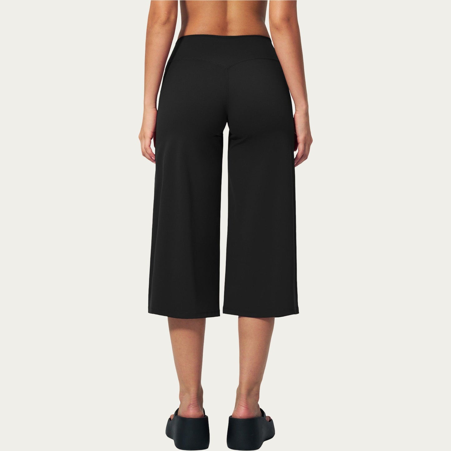 High Waist Capri Wide Leg Pants with Smooth Stretch Fabric and Relaxed Fit
