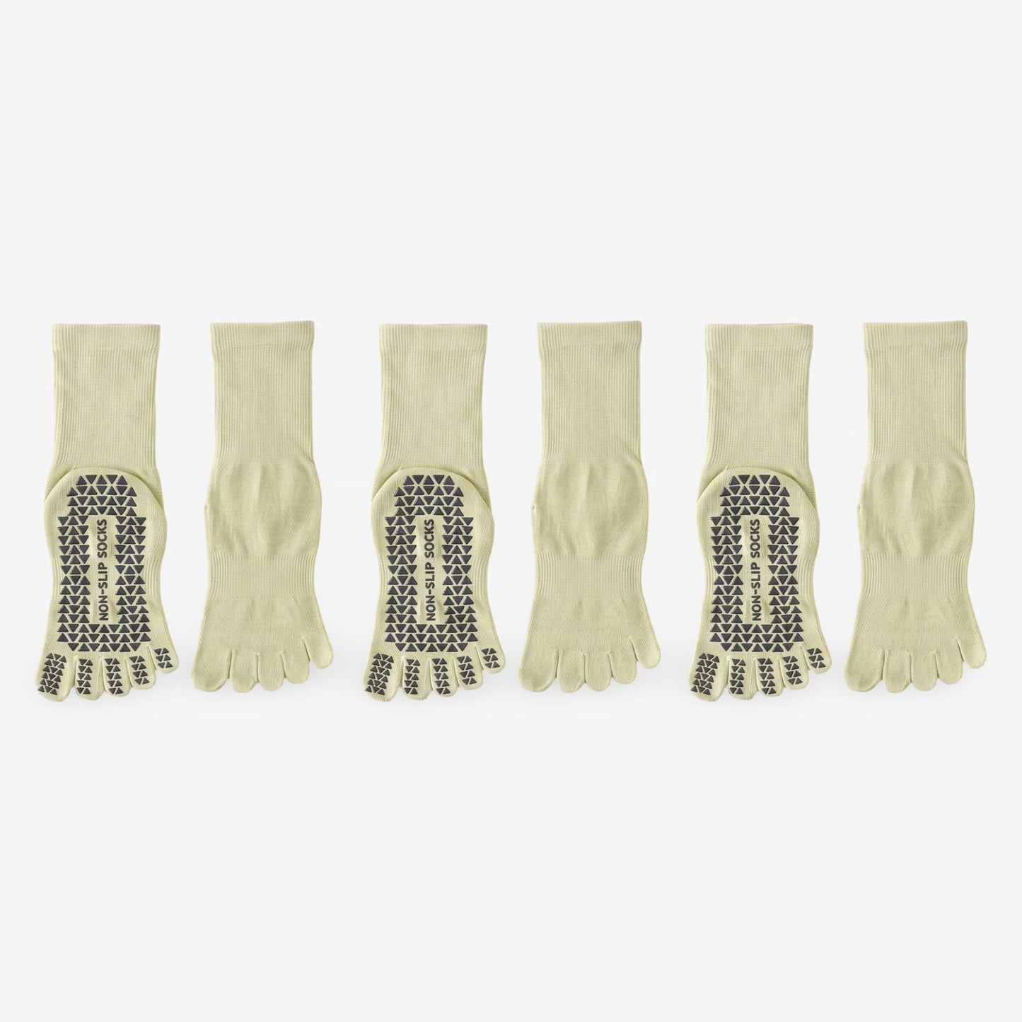 Non-Slip Five-Toe Yoga Socks for Fitness and Exercise 3 Pack