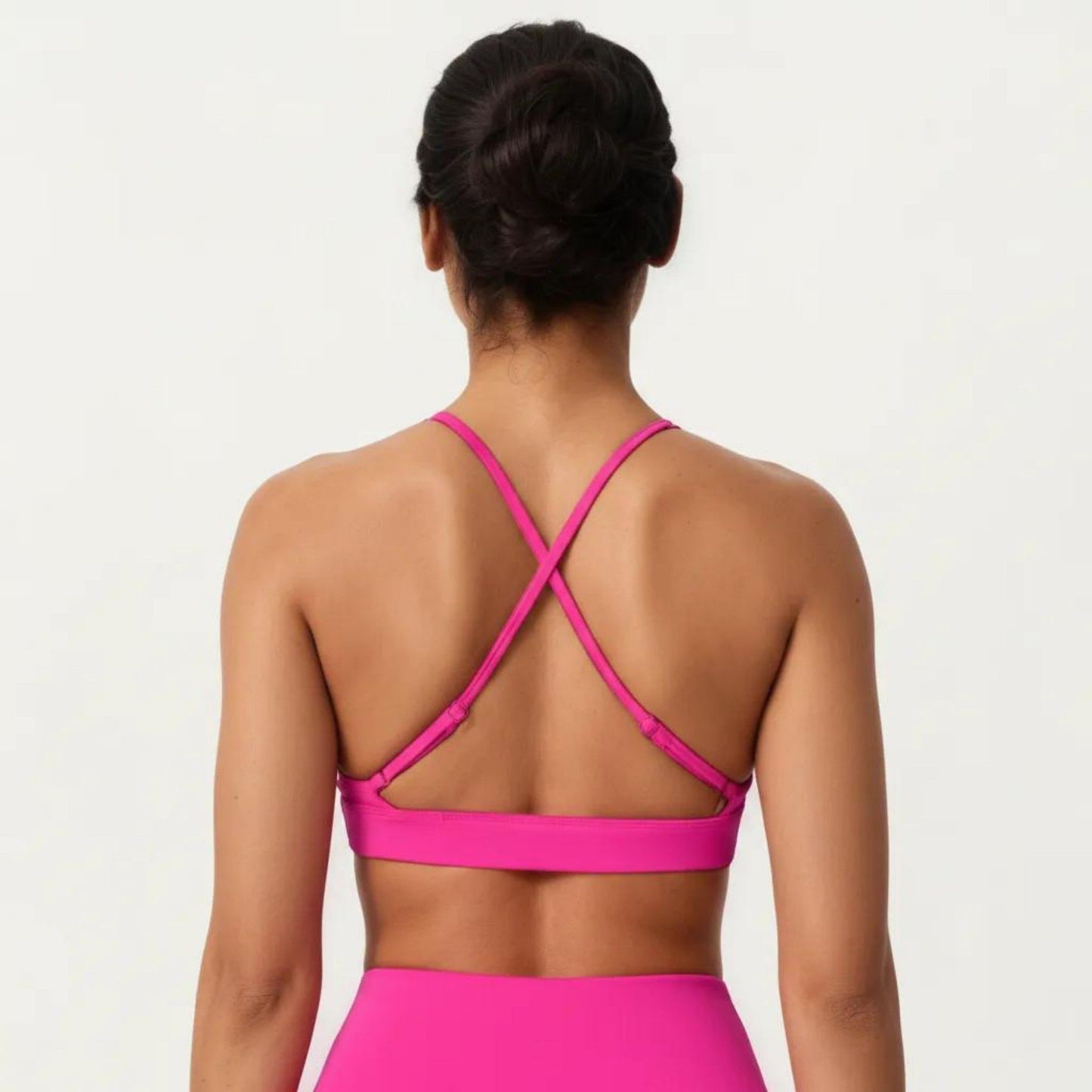 Triangle Sports Bra with Adjustable Cross Back Straps and Smooth Band