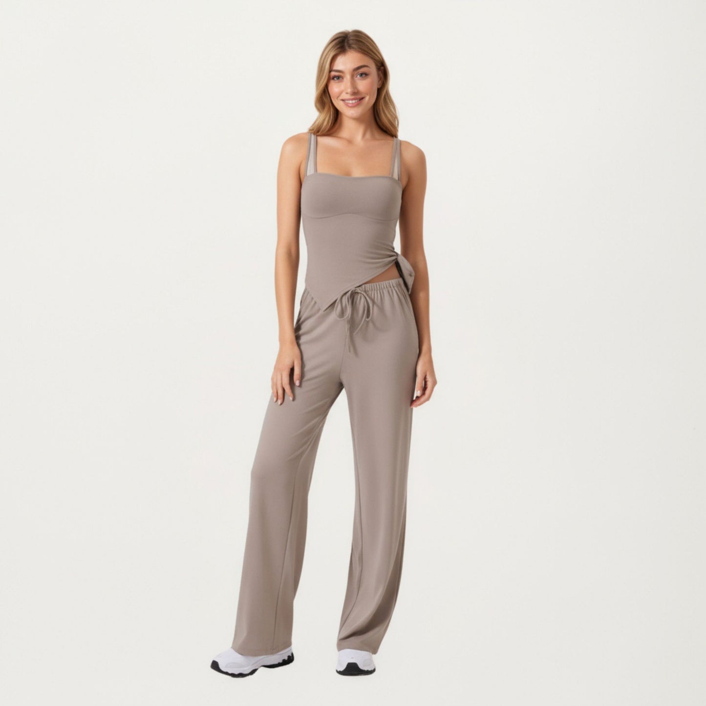 High Waist Drawstring Wide Leg Sweatpants with Relaxed Fit