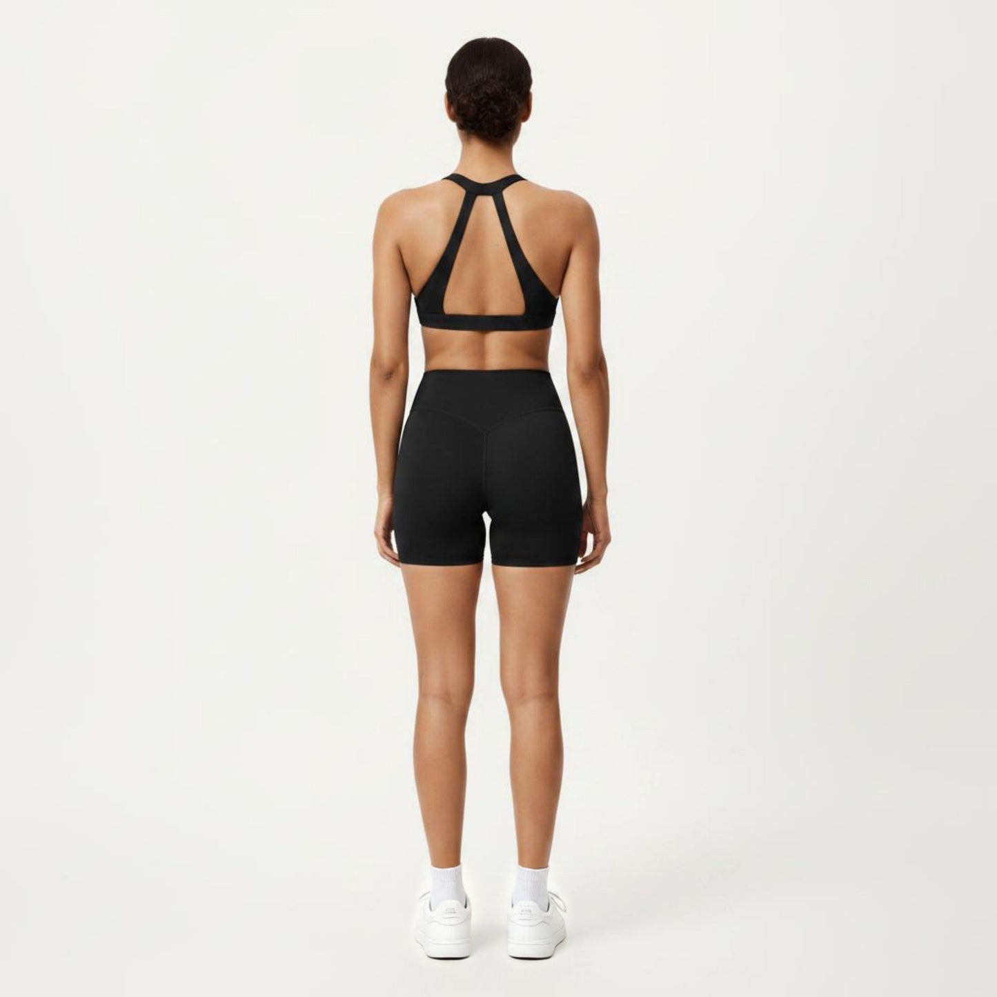 Racerback Sports Bra with Scoop Neck and Open Back Cutout Design