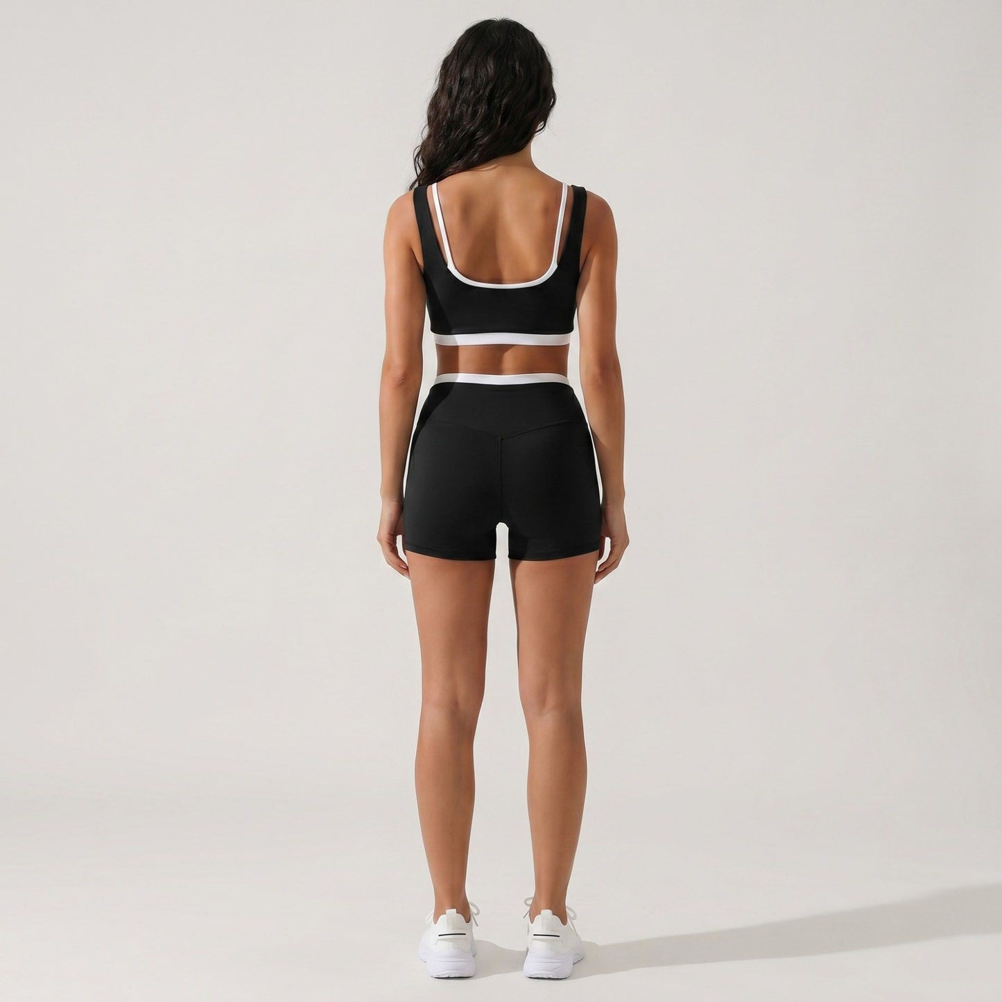 Padded Contrast Trim Sports Bra Tank Top Square Neck Workout Yoga Crop Top