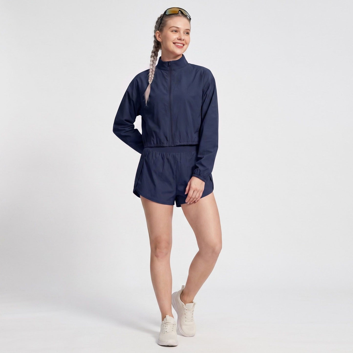 Cropped Full Zip Workout Jacket Lightweight Active Layer