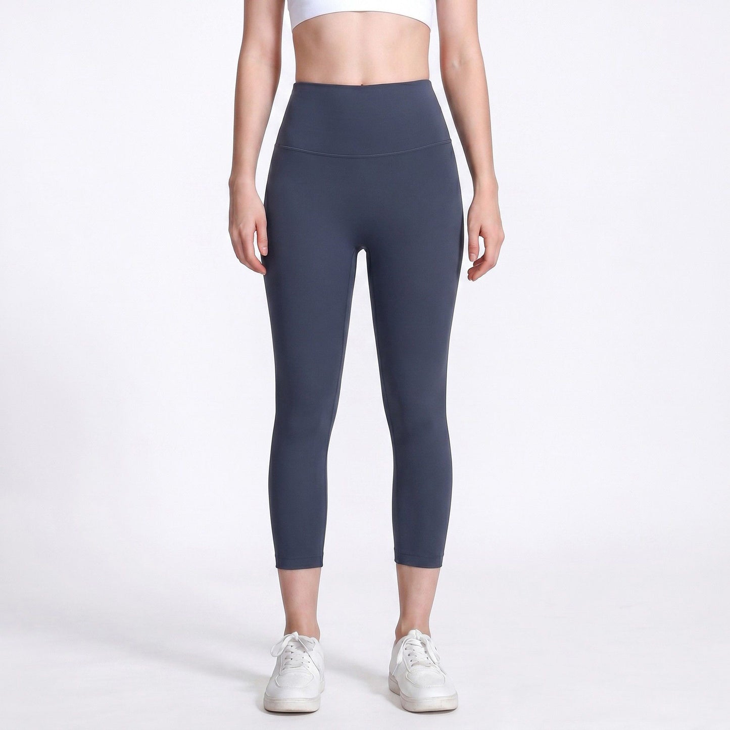 High Waist Capri Leggings with Wide Waistband Smooth Stretch Workout Yoga Pants