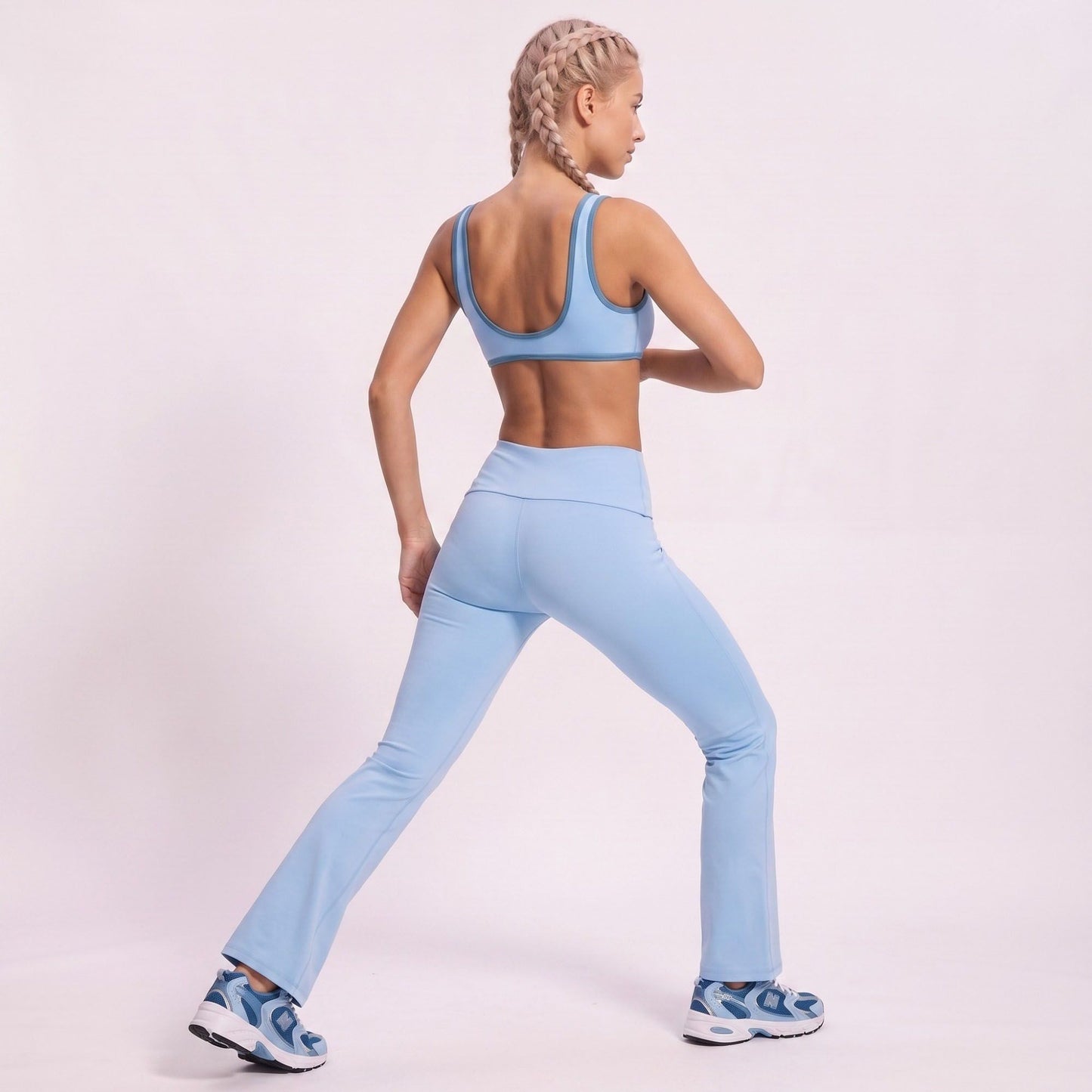 V Neck Sports Bra Contrast Trim Workout Top