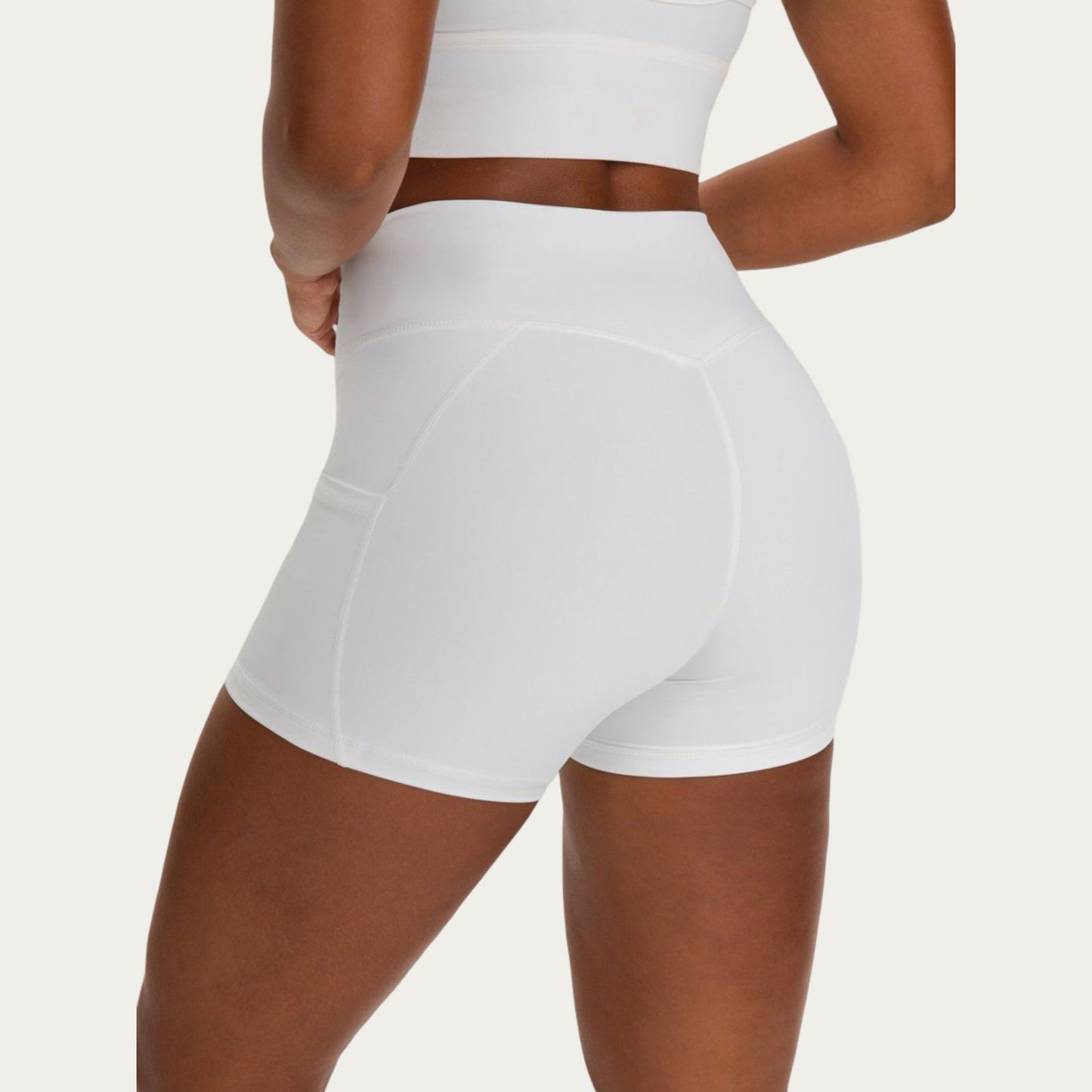 High Waist Biker Shorts with Side Pockets and Smooth Stretch Fit