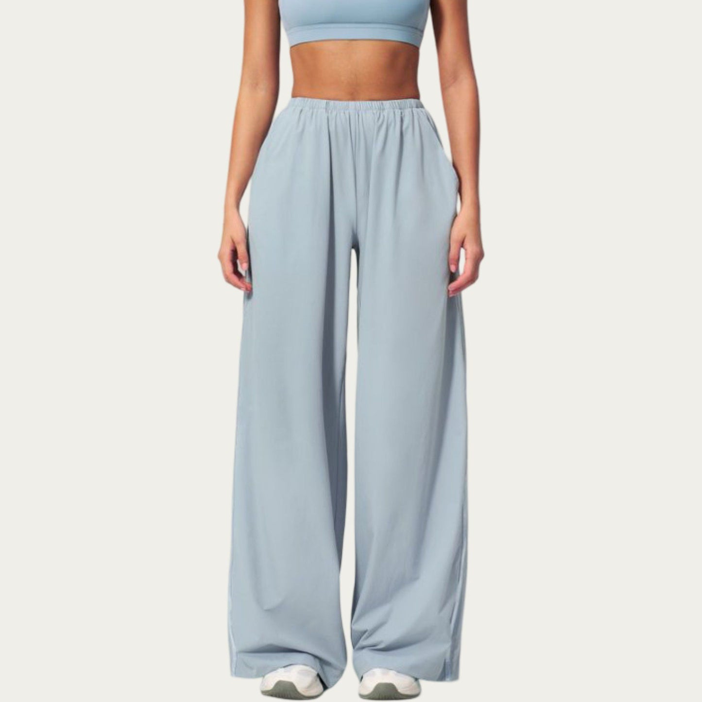 Wide Leg Lounge Pants with Elastic Waistband and Relaxed Draped Fit