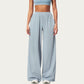 Wide Leg Lounge Pants with Elastic Waistband and Relaxed Draped Fit