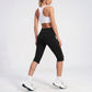 High Waist Side Stripe Capri Leggings Wide Waistband Cropped Workout Yoga Pants