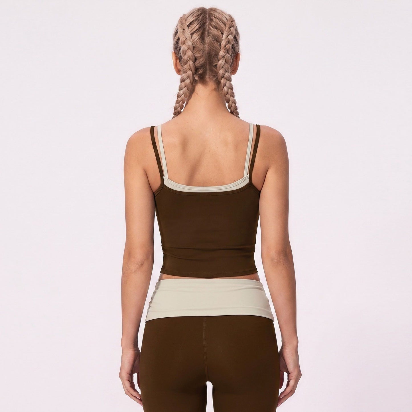 Double Strap Workout Tank Square Neck Fitted Crop Top