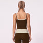 Double Strap Workout Tank Square Neck Fitted Crop Top