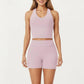 High Neck Longline Sports Bra with Open Back and Cropped Active Fit