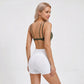 Padded Double Strap V Neck Sports Bra Tank Top Contrast Trim Workout Yoga Crop Top
