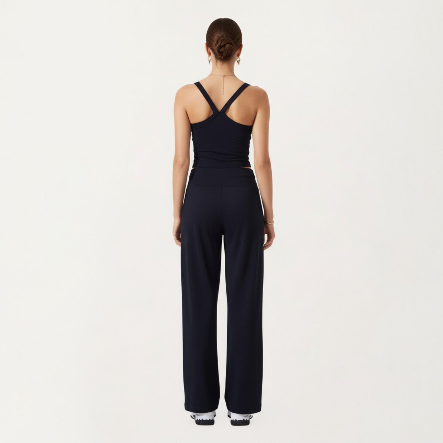 Square Neck Ribbed Knit Cropped Tank Top with Wide Shoulder Straps