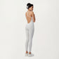 Scoop Neck Full-Length Activewear Bodysuit with Spaghetti Straps