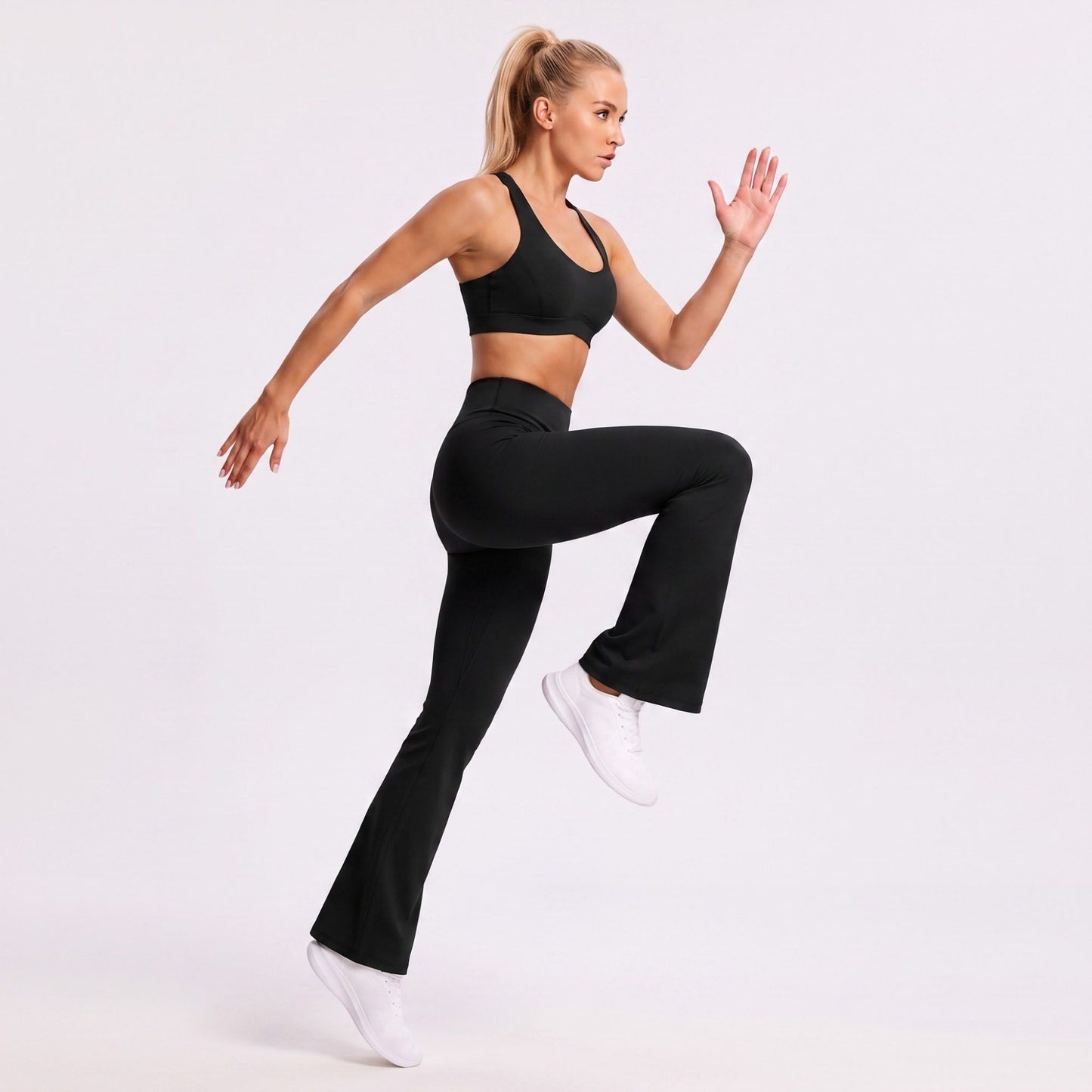 High Waist Scrunch Back Flare Leggings Stretch Yoga Pants