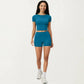 Short Sleeve Cropped Active Top with Crew Neck and Smooth Stretch Fit