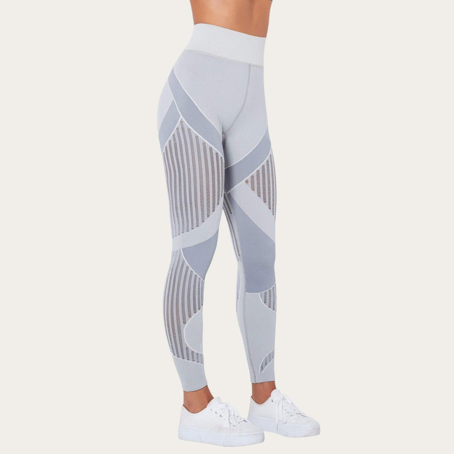 Seamless Patterned Leggings with Ribbed Details and Contouring Panels