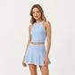 High Neck Ribbed Cropped Tank Top with Contrast Piping Trim