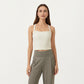 Square Neck Ribbed Knit Cropped Tank Top with Wide Shoulder Straps