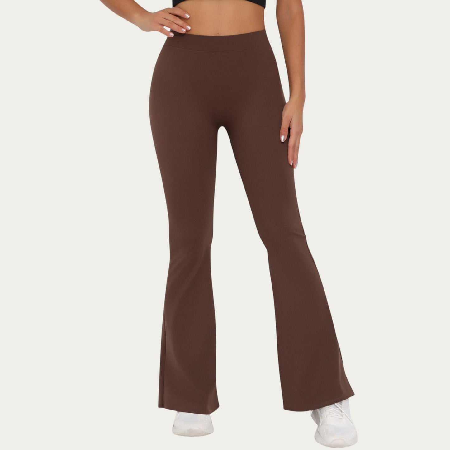 High Waist Flare Leg Yoga Pants with Stretch Fit and Contoured Waistband