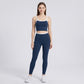 Padded Sleeveless Longline Sports Bra Tank Top Scoop Neck Workout Yoga Crop Top