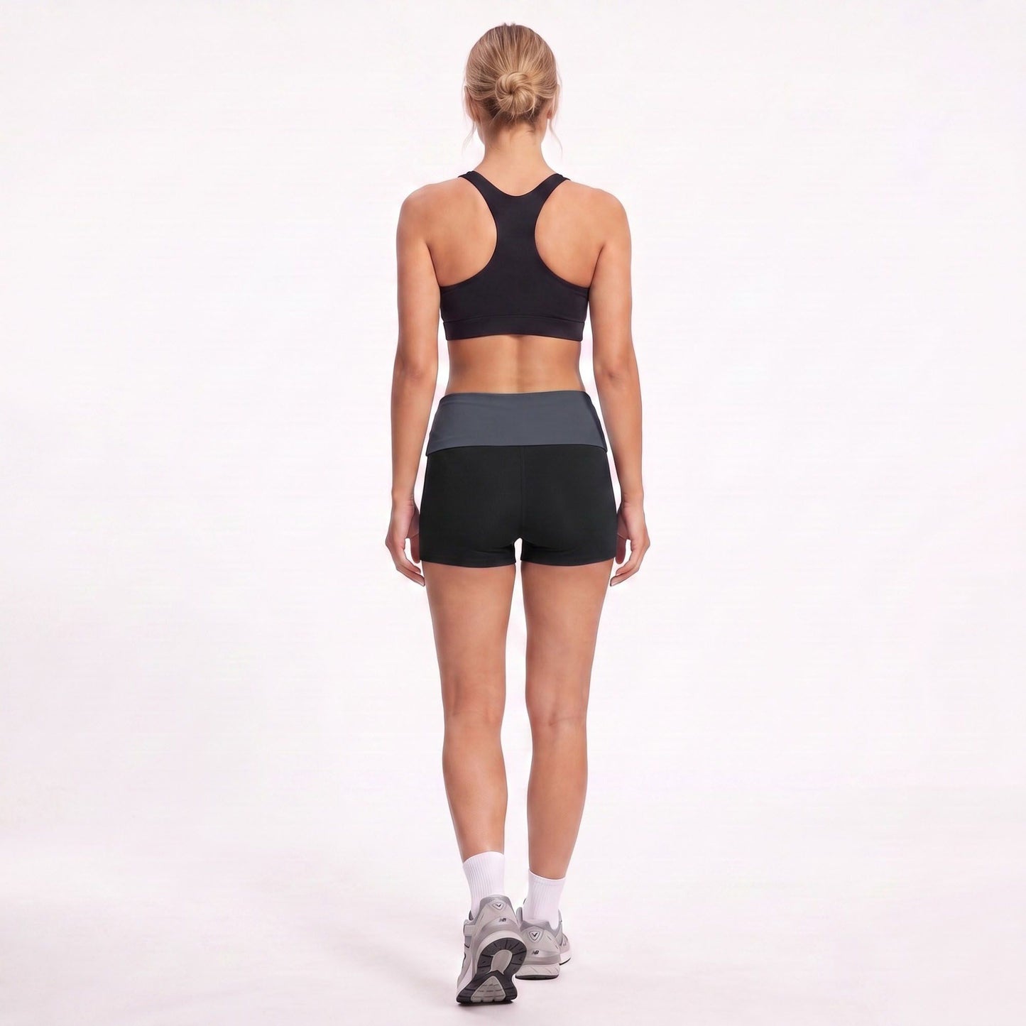 Foldover Waist Biker Shorts Stretch Workout Yoga Shorts
