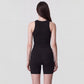 High Waist Ribbed Biker Shorts with Side Pocket and Adjustable Drawcord Detail