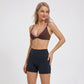 Padded Double Strap V Neck Sports Bra Tank Top Contrast Trim Workout Yoga Crop Top