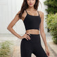 Spaghetti Strap Crop Top with Stretch Fabric and Form-Fitting Silhouette for Comfortable Casual or Workout Wear