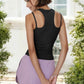 Sleeveless Double Strap Racerback Tank Top with Ribbed Texture and Fitted Silhouette