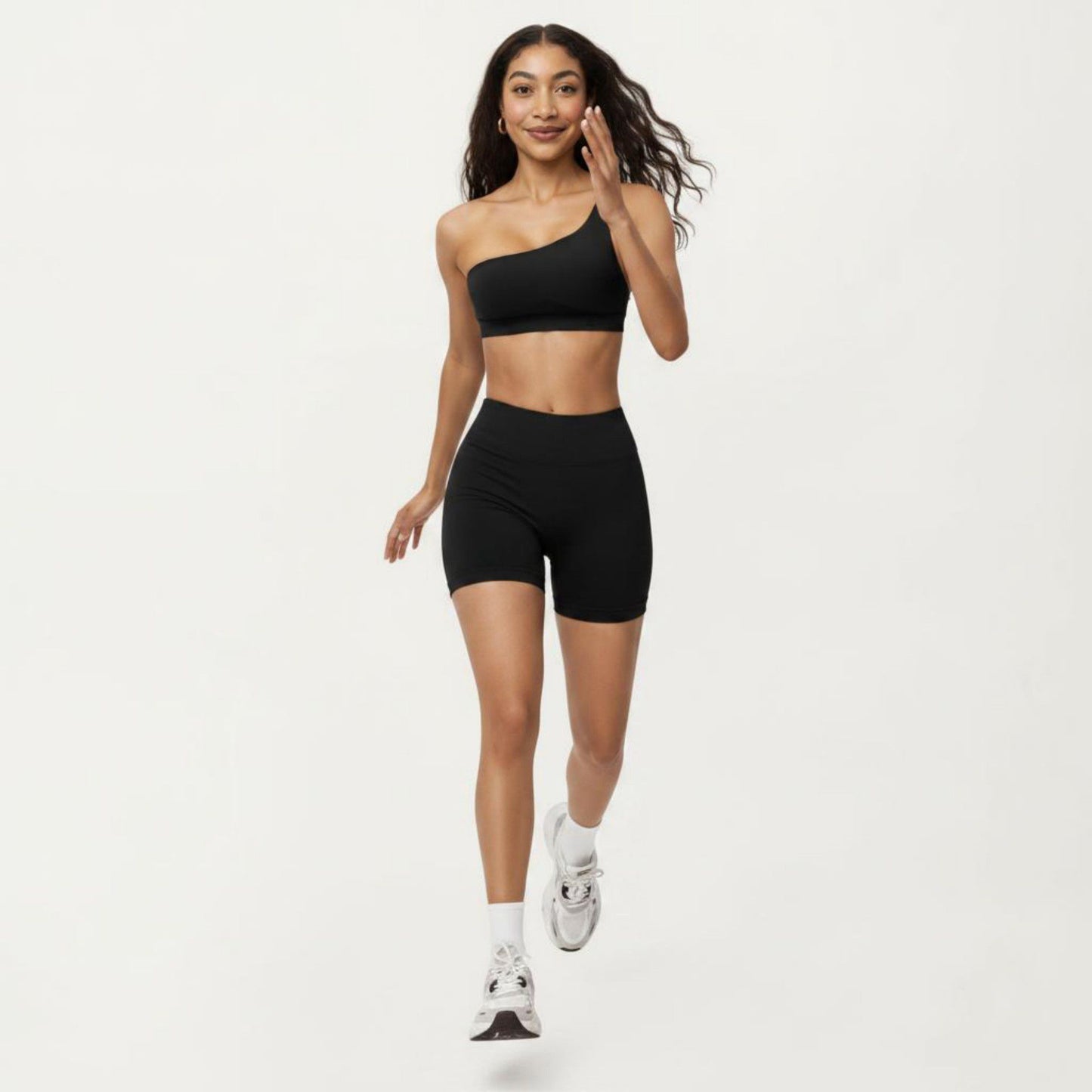 One Shoulder Sports Bra with Asymmetric Strap and Smooth Stretch Fit