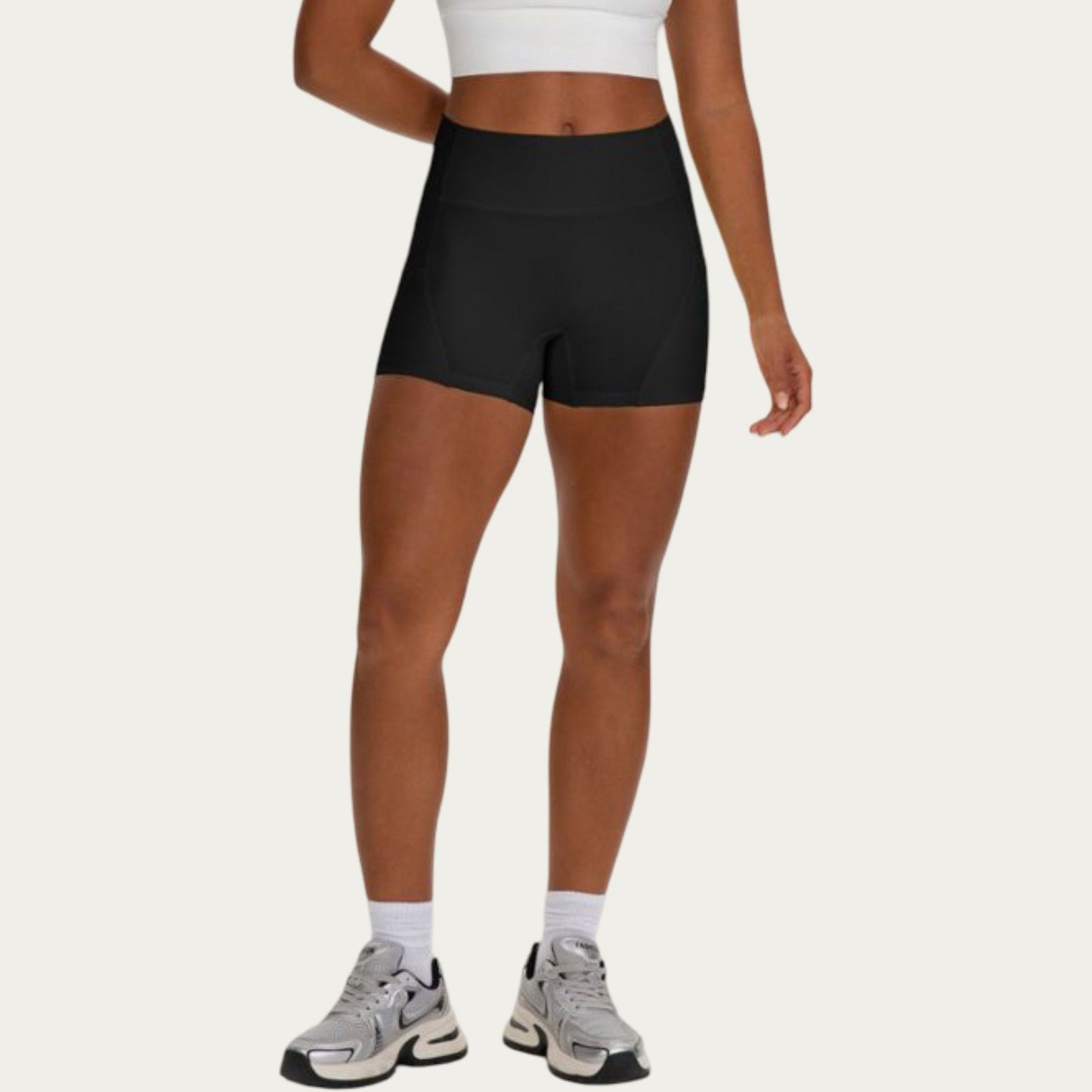 High Waist Biker Shorts with Side Pockets and Smooth Stretch Fit