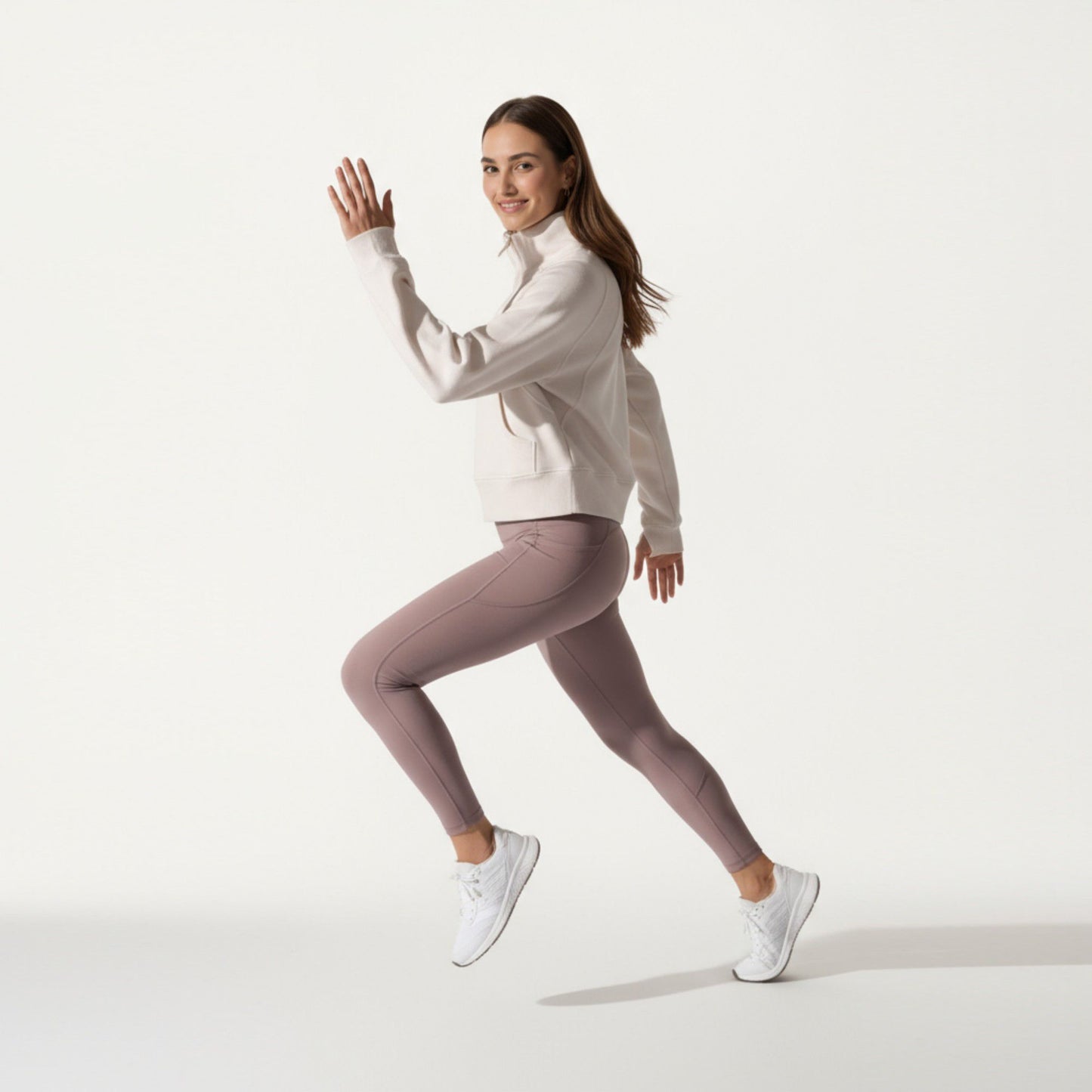 Long Sleeve Half Zip Pullover Sweatshirt with High Collar and Kangaroo Pocket Design