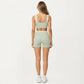 Contrast Trim Sports Bra with Square Neck and Smooth Stretch Fit