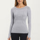 Seamless Long Sleeve Fitted Top with Thumbhole Cuffs and Crew Neck