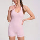 Halter Neck Active Romper Sleeveless Open Back Workout Yoga One Piece Shorts Jumpsuit