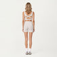 Square Neck Ribbed Cropped Tank Top with Seam Front Detail