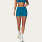High Waist Mini Biker Shorts with Smooth Stretch Fabric and Seam Detail